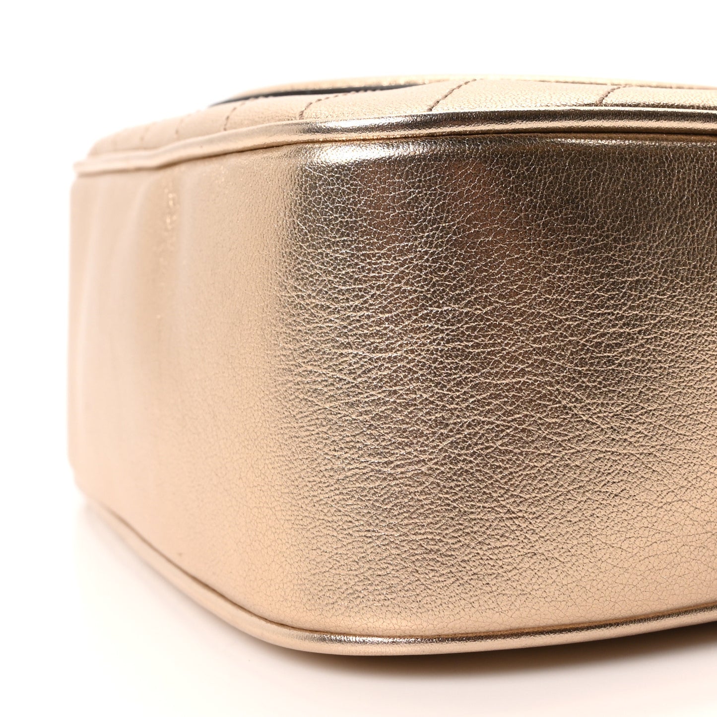 Metallic Sakai Be Green Calfskin Diagonal Stitched Small Blondie Shoulder Bag Golden Beige