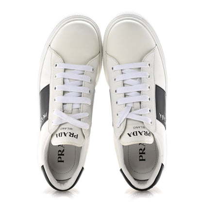 Prada Vitello Soft Logo 45mm Platform Sneakers 39 White Black 2 of 13