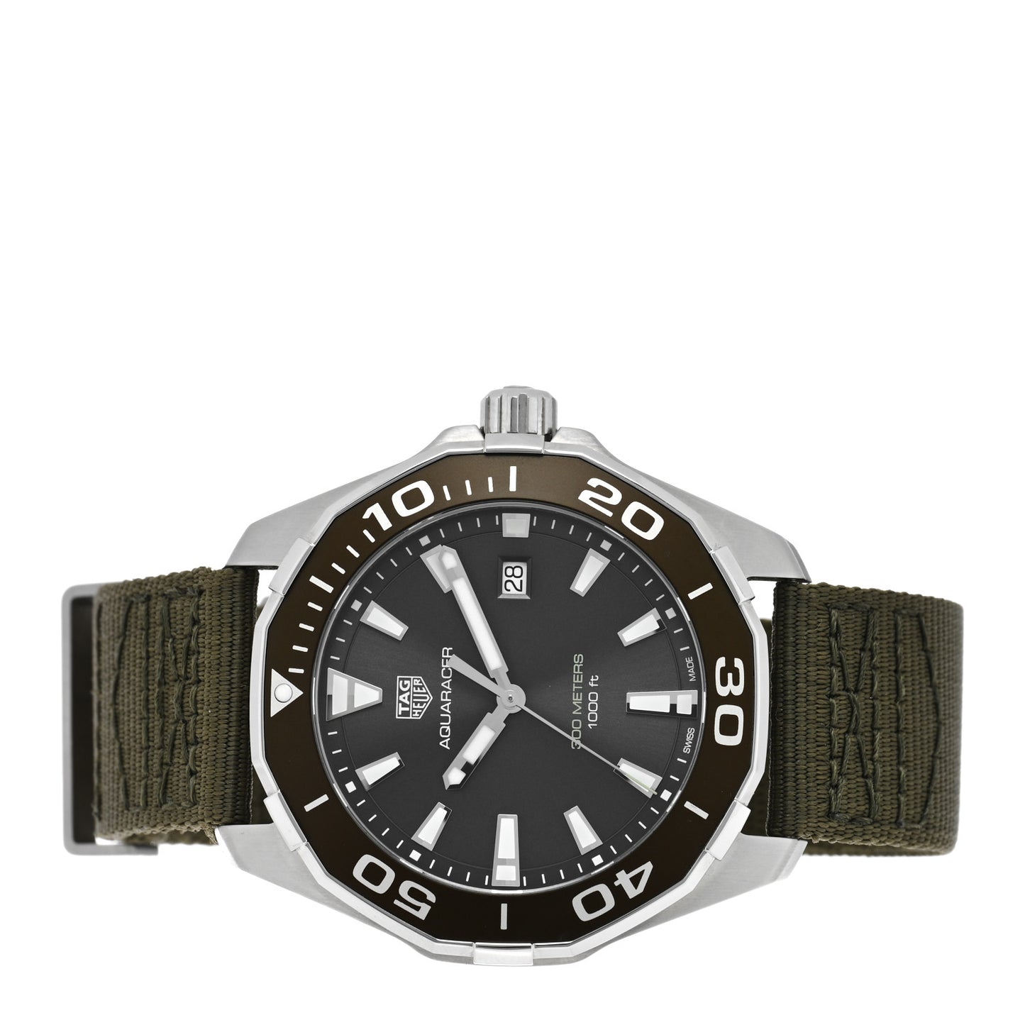 Stainless Steel Textile 43mm Aquaracer Quartz Watch Grey WAY101L