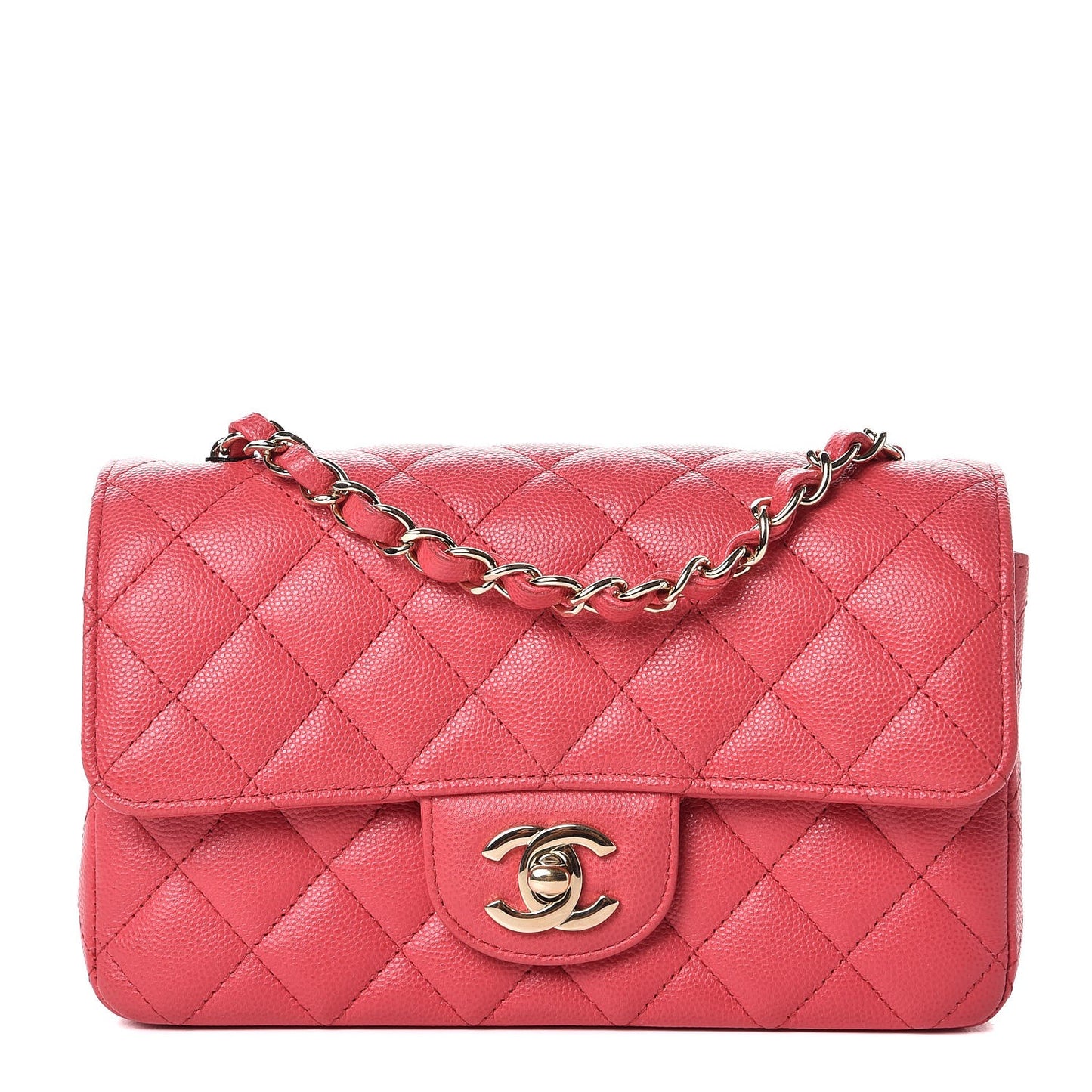 Caviar Quilted Mini Rectangular Flap Dark Pink