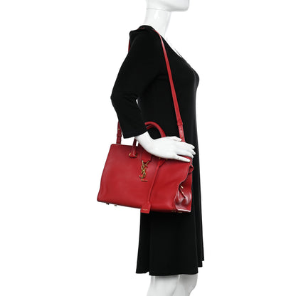 Saint Laurent Calfskin Small Monogram Cabas Lipstick Red 2 of 10