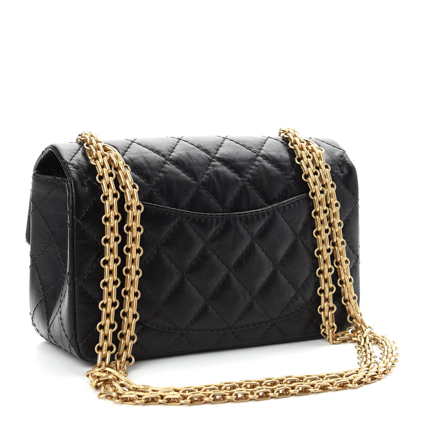 Aged Calfskin Quilted 2.55 Reissue Mini Flap Black