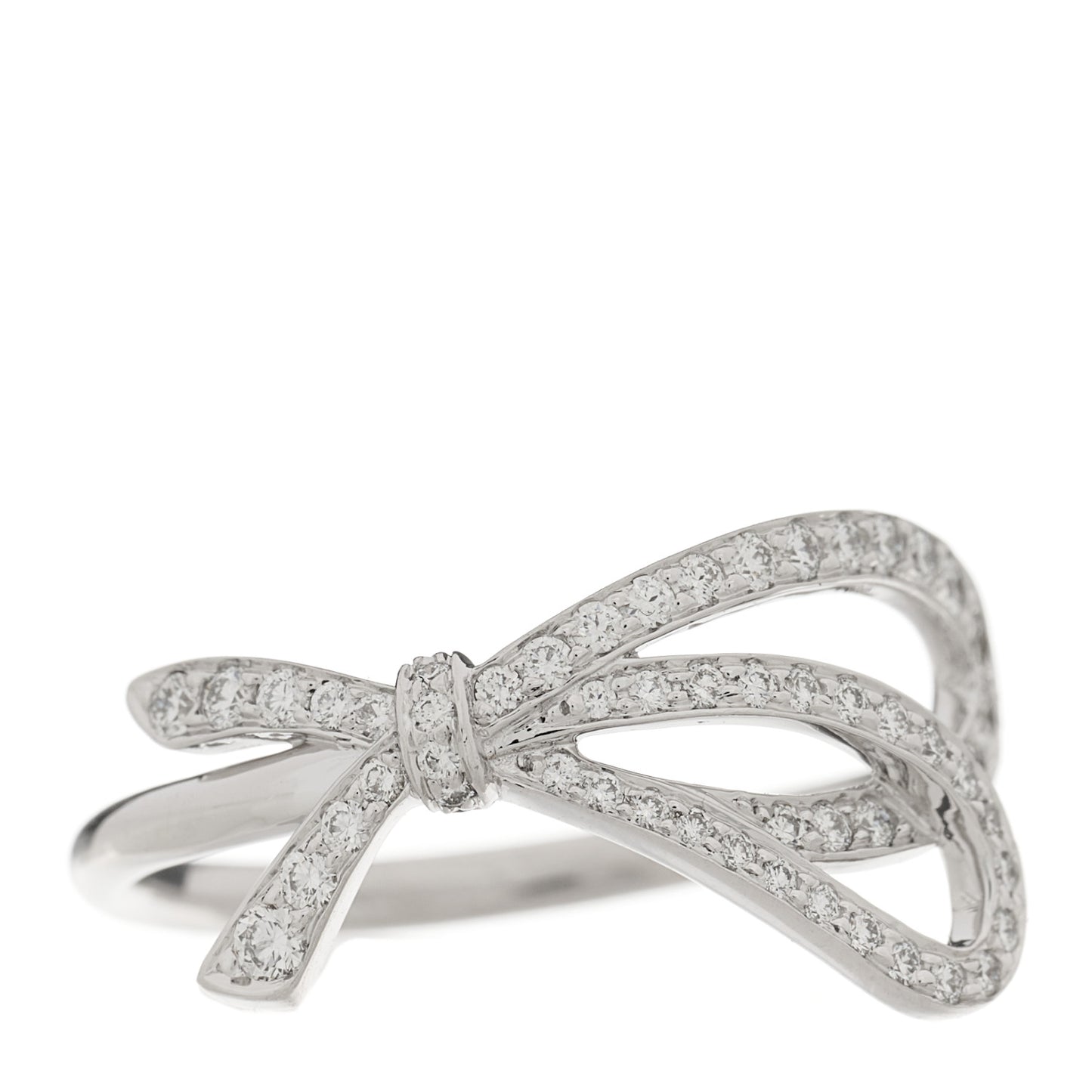 18K White Gold Diamond .35ctw Bow Ring 55 7.25