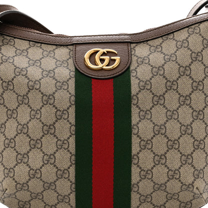 Gucci GG Supreme Monogram Textured Dollar Calfskin Web Small Ophidia Half Moon Hobo Beige Ebony New Acero 7 of 11