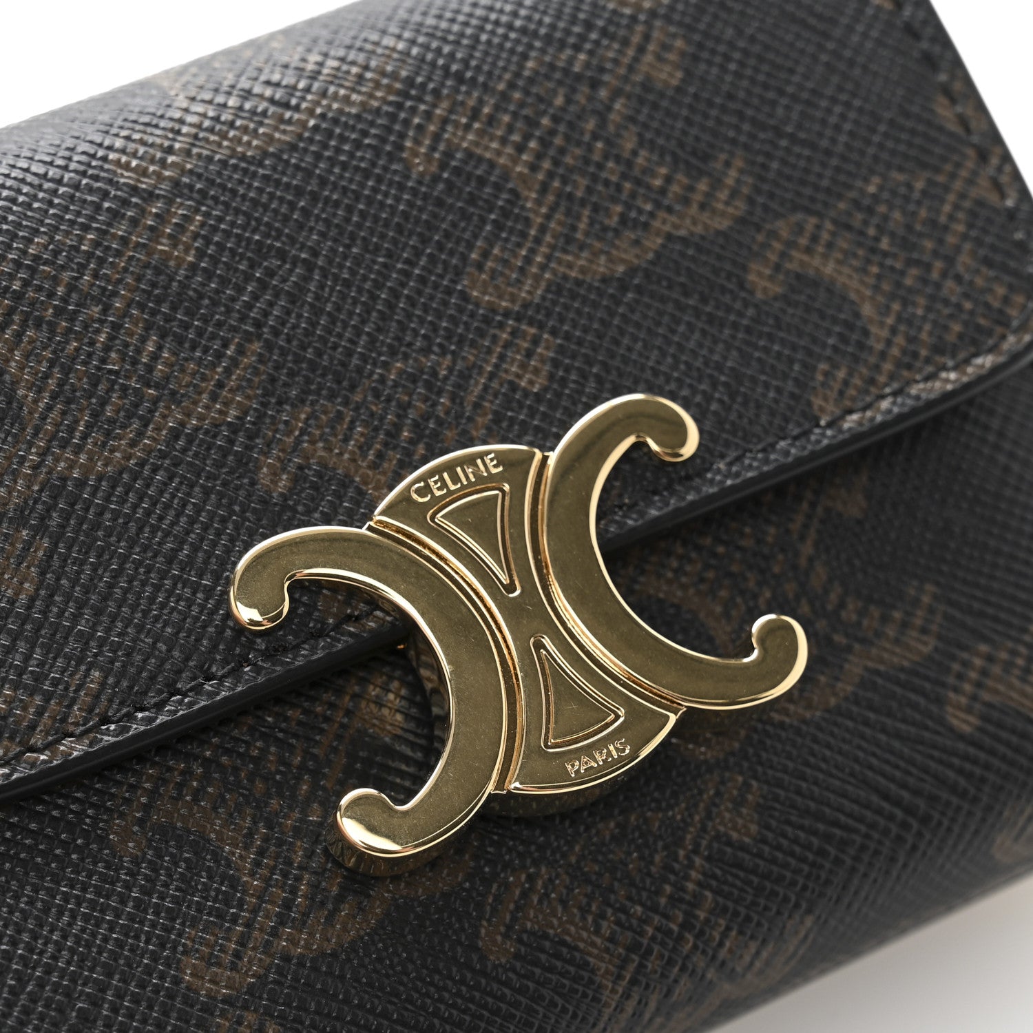 Celine Canvas Triomphe Compact Triomphe Wallet With Coin Purse Tan 10 of 10