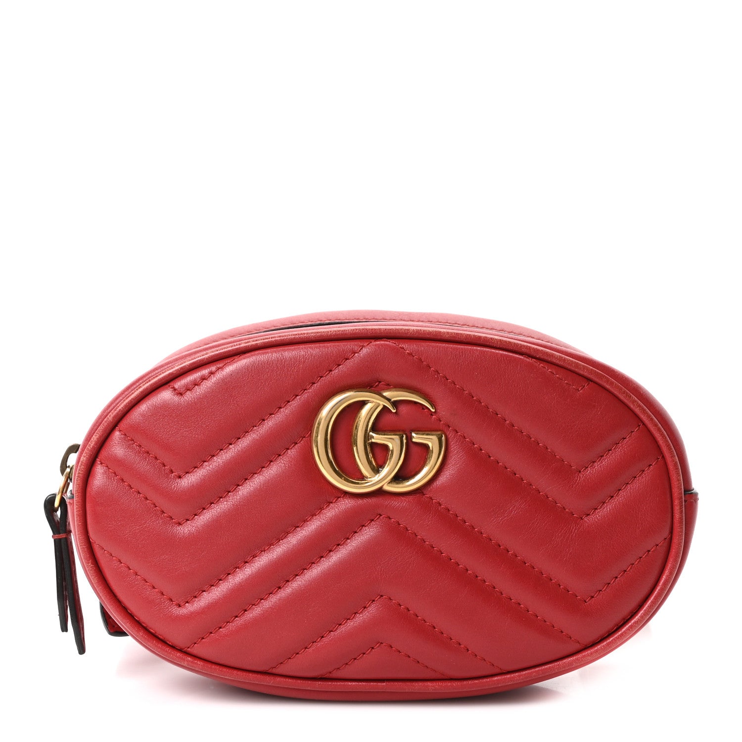 Gucci Calfskin Matelasse GG Marmont Belt Bag 85 34 Hibiscus Red 1 of 9