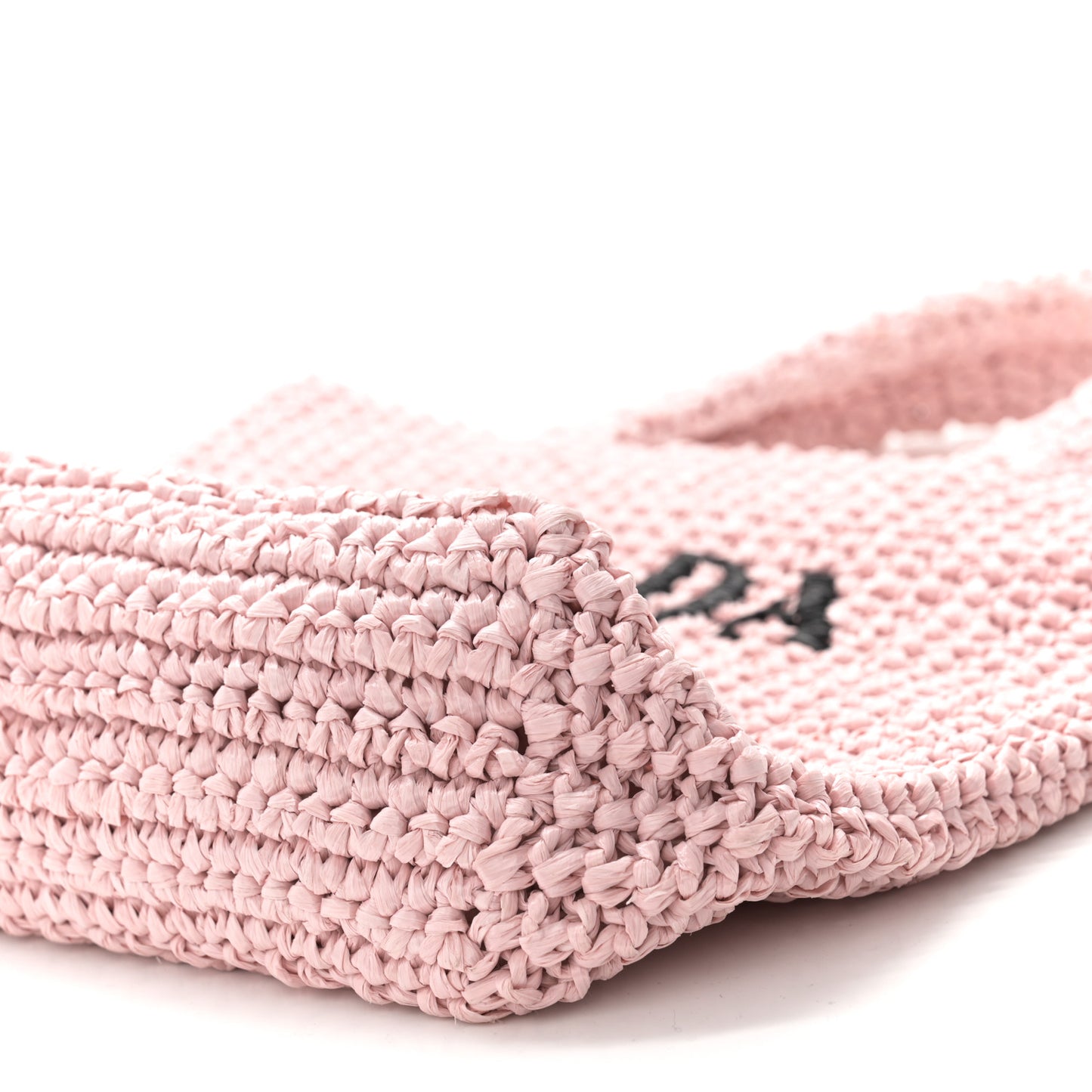 Yarn Raffia Effect Crochet Small Logo Tote Alabastro