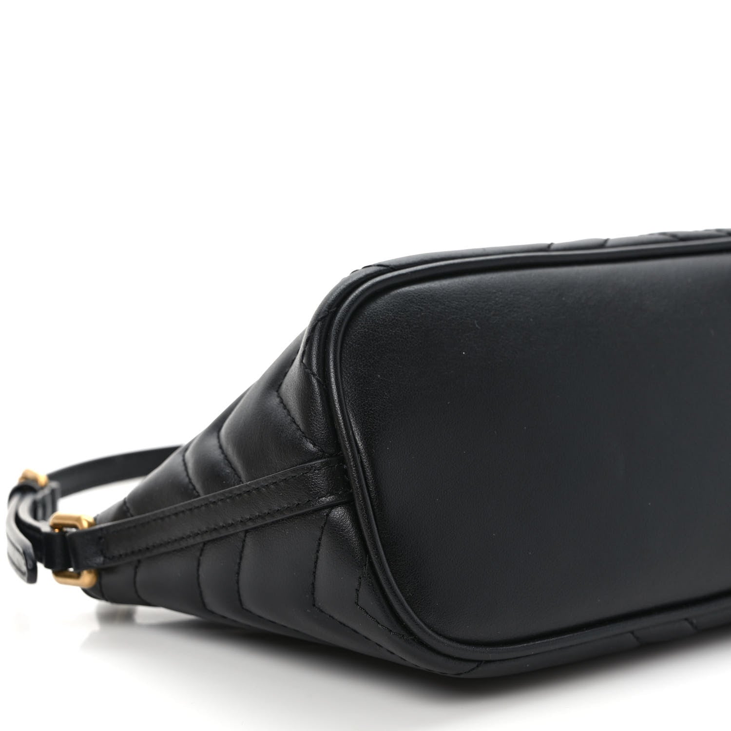 Gucci Calfskin Matelasse Chevron GG Marmont Sling Shoulder Bag Black 7 of 8
