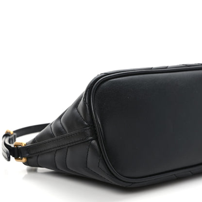 Gucci Calfskin Matelasse Chevron GG Marmont Sling Shoulder Bag Black 7 of 8