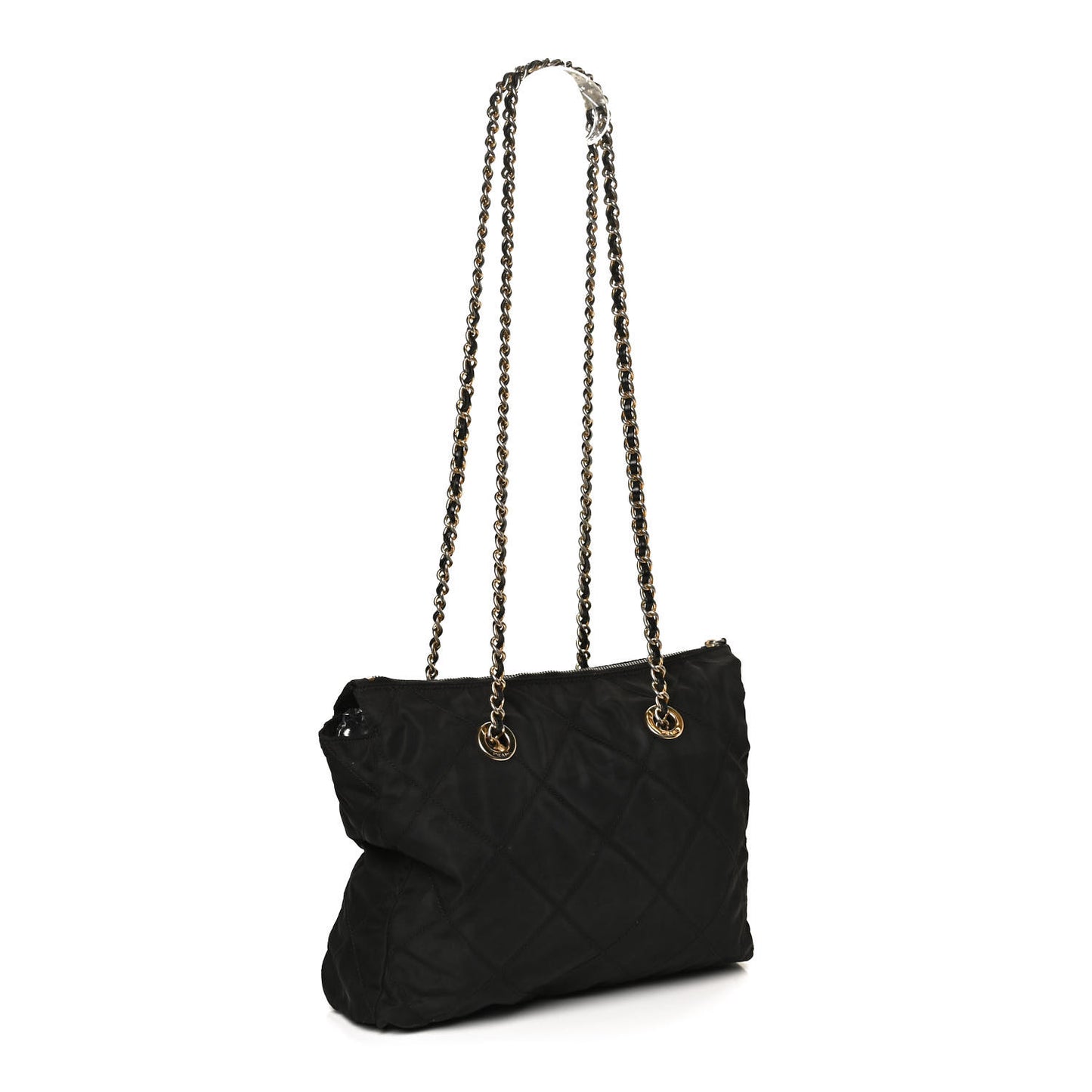 Tessuto Nylon Quilted Chain Tote Black