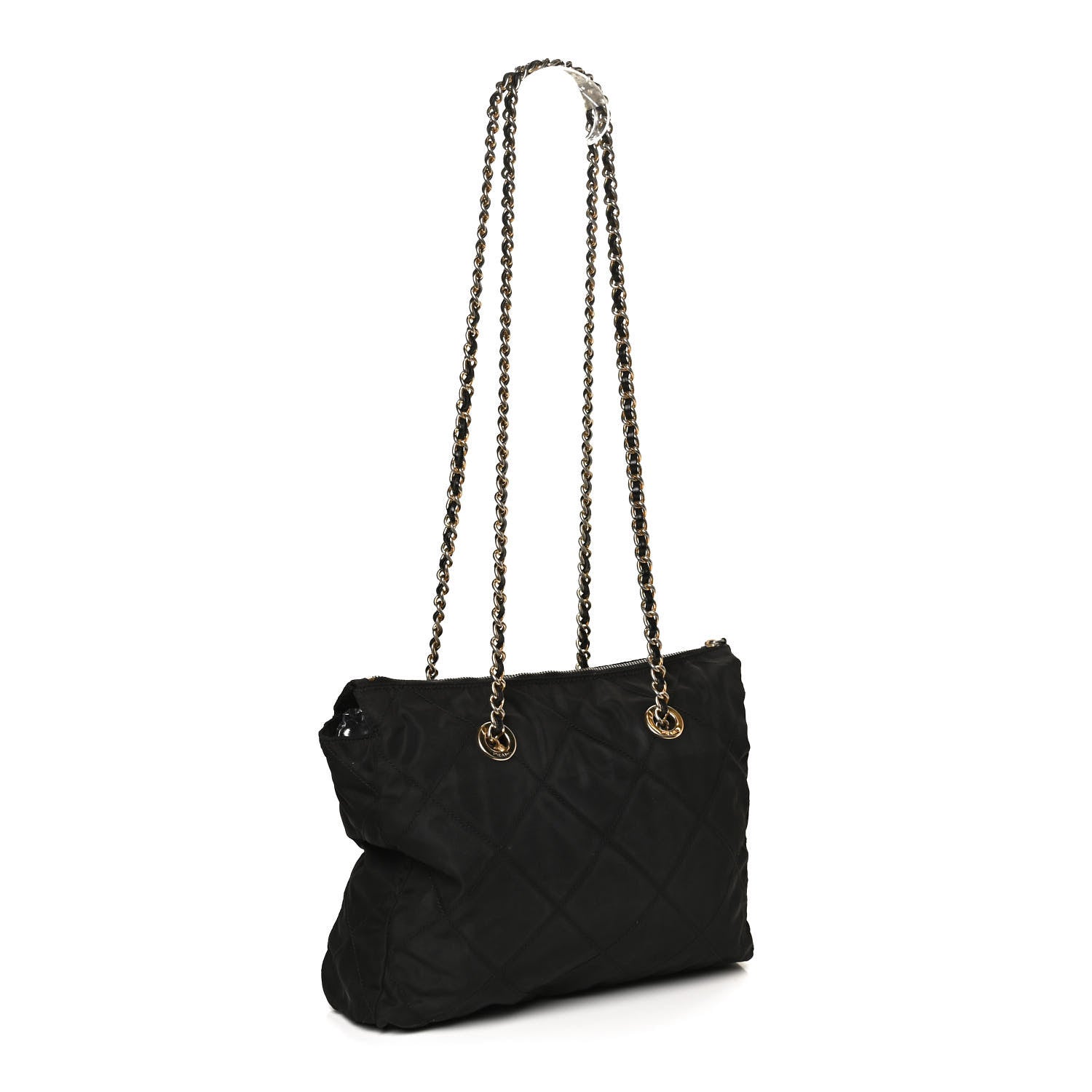 Prada Tessuto Nylon Quilted Chain Tote Black 2 of 9