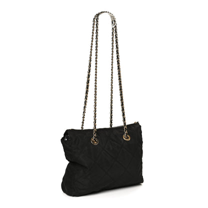 Prada Tessuto Nylon Quilted Chain Tote Black 2 of 9