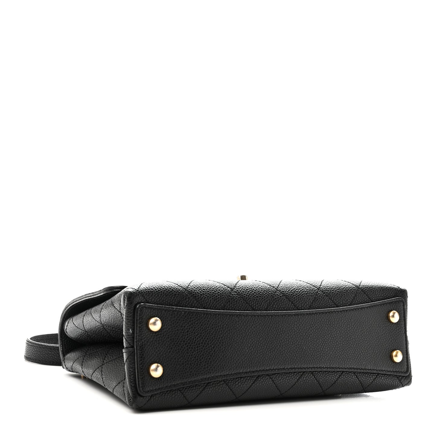Caviar Diamond Stitched Small Top Handle Flap Black