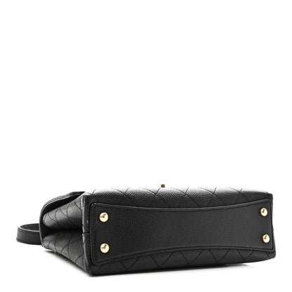 Chanel Caviar Diamond Stitched Small Top Handle Flap Black 4 of 10