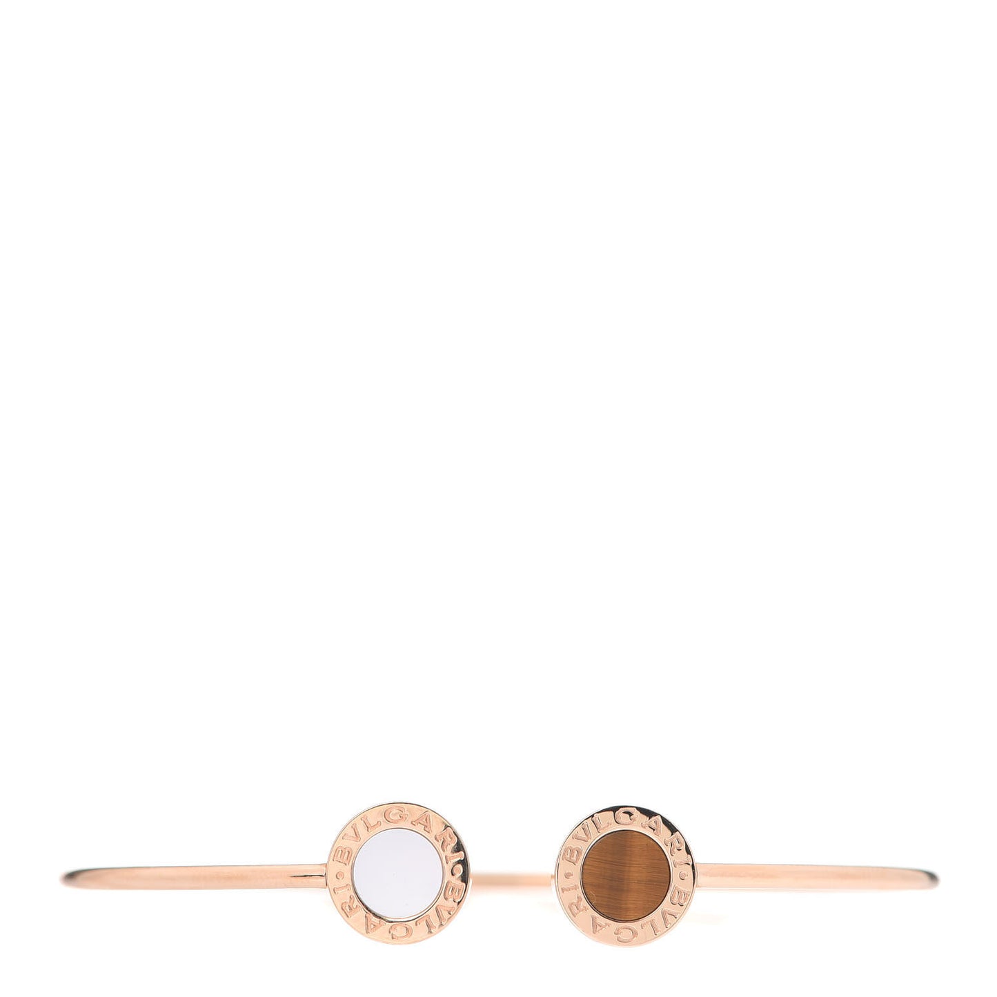 18K Rose Gold Mother of Pearl Tiger's Eye BVLGARI BVLGARI Cuff Bracelet