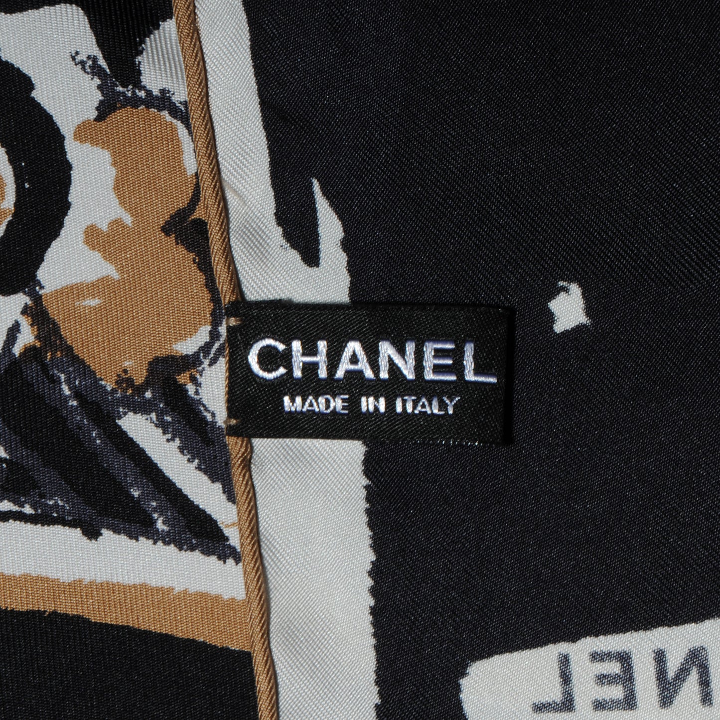 Silk Paris Scarf Black Beige