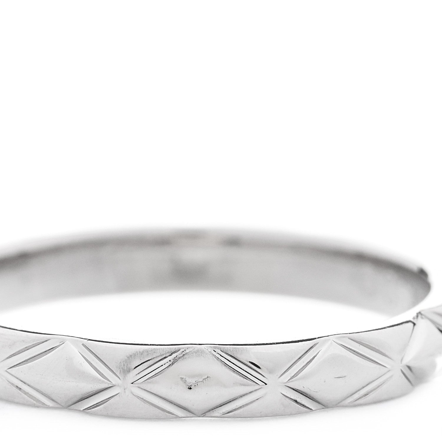 Chanel Platinum Diamond Small Matelasse Ring 48 4.5 4 of 6