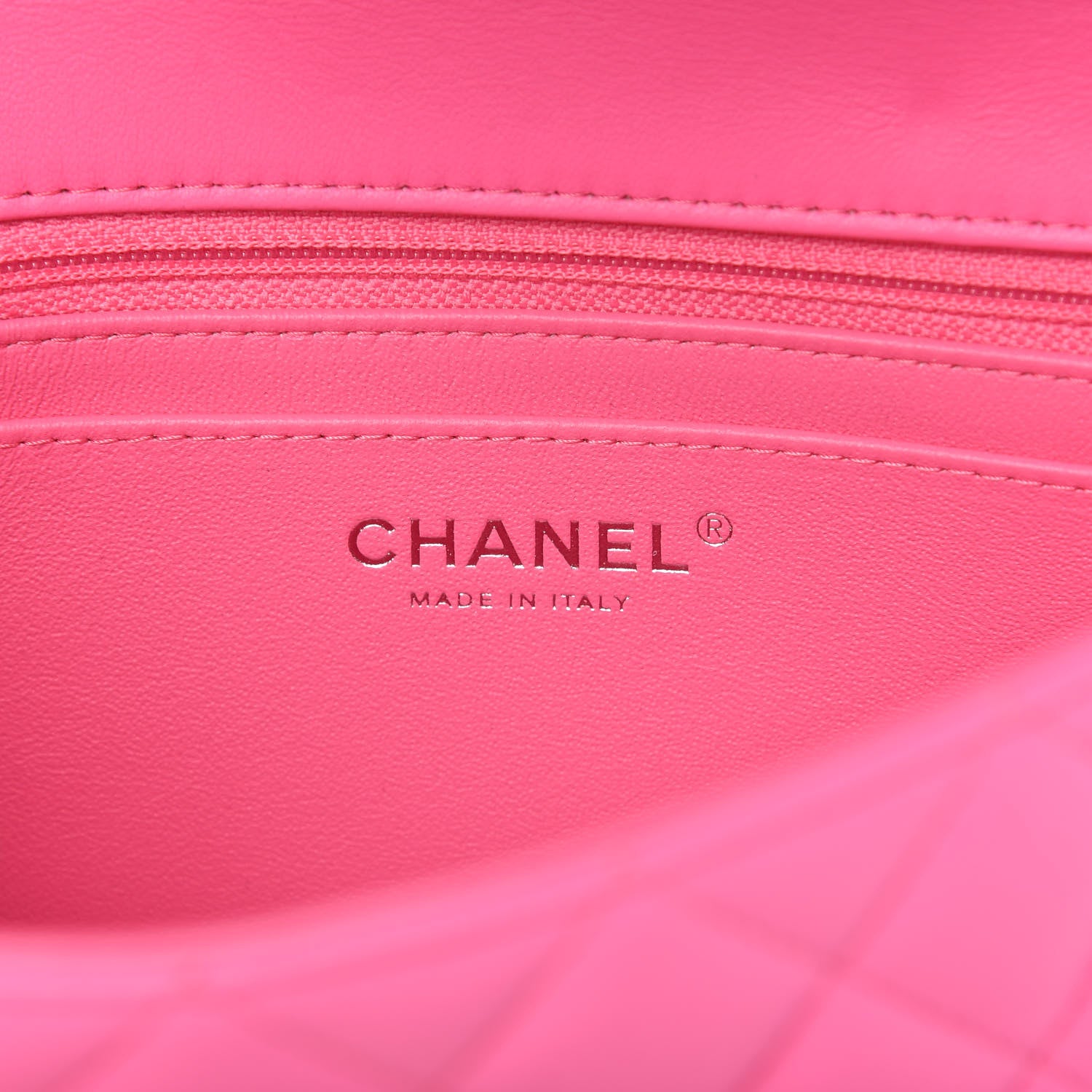 Chanel Lambskin Quilted Mini Rectangular Flap Neon Pink 8 of 11