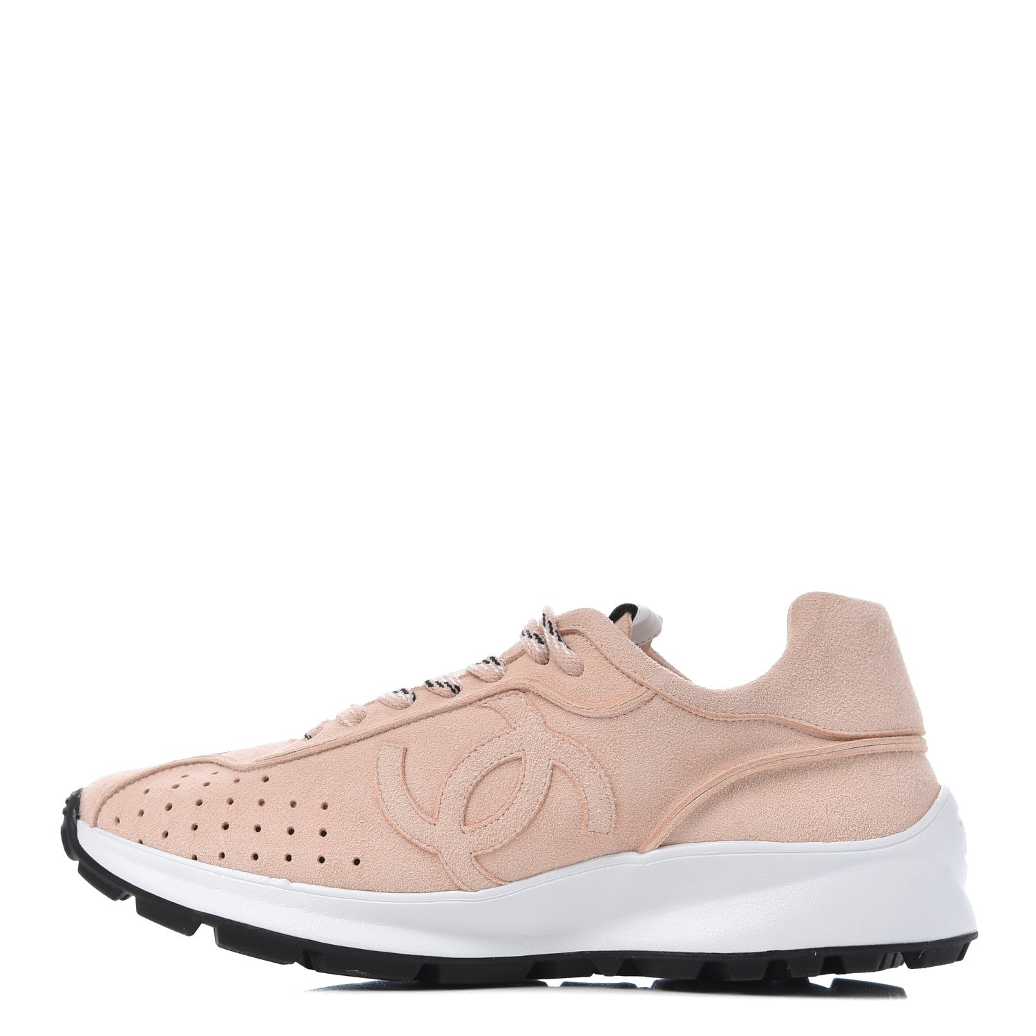 Chanel Suede Goatskin CC Sneakers 38 Light Pink 1 of 9