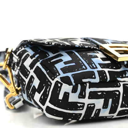 Fendi X JOSHUA VIDES Nylon FF Cloudy Mini Belt Baguette Bag White Celeste Black 9 of 10