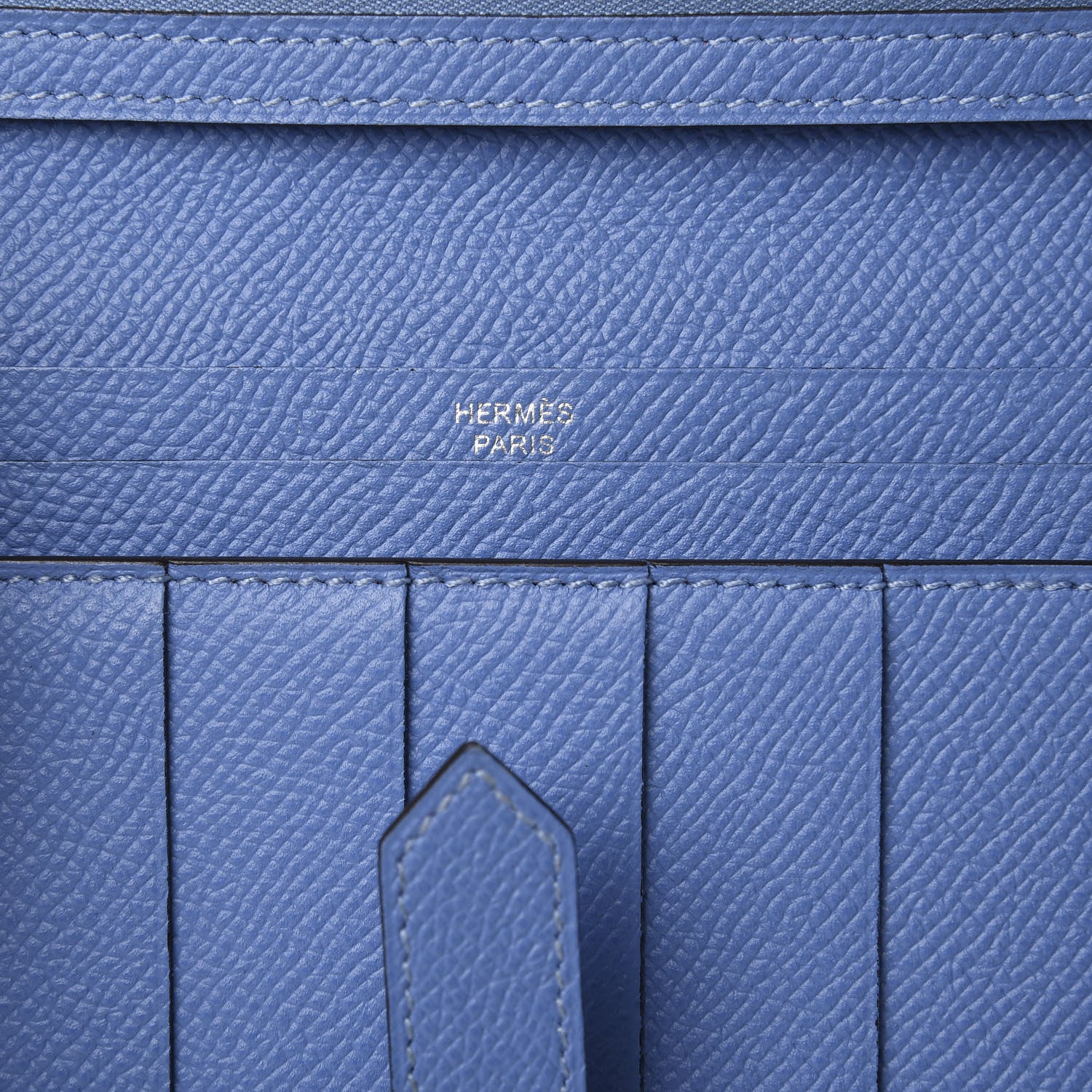 Hermes Epsom Bicolor Bearn Gusset Wallet Orange Poppy Bleu Paradis 5 of 9