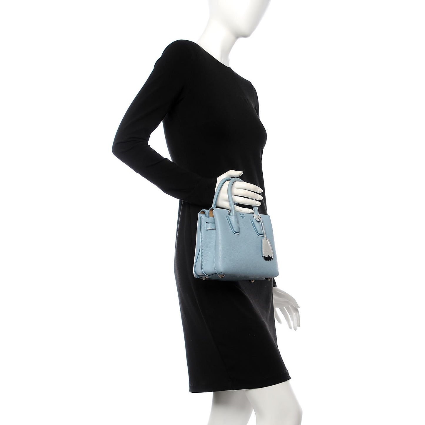 Grained Calfskin Mini Milla Tote Sky Blue