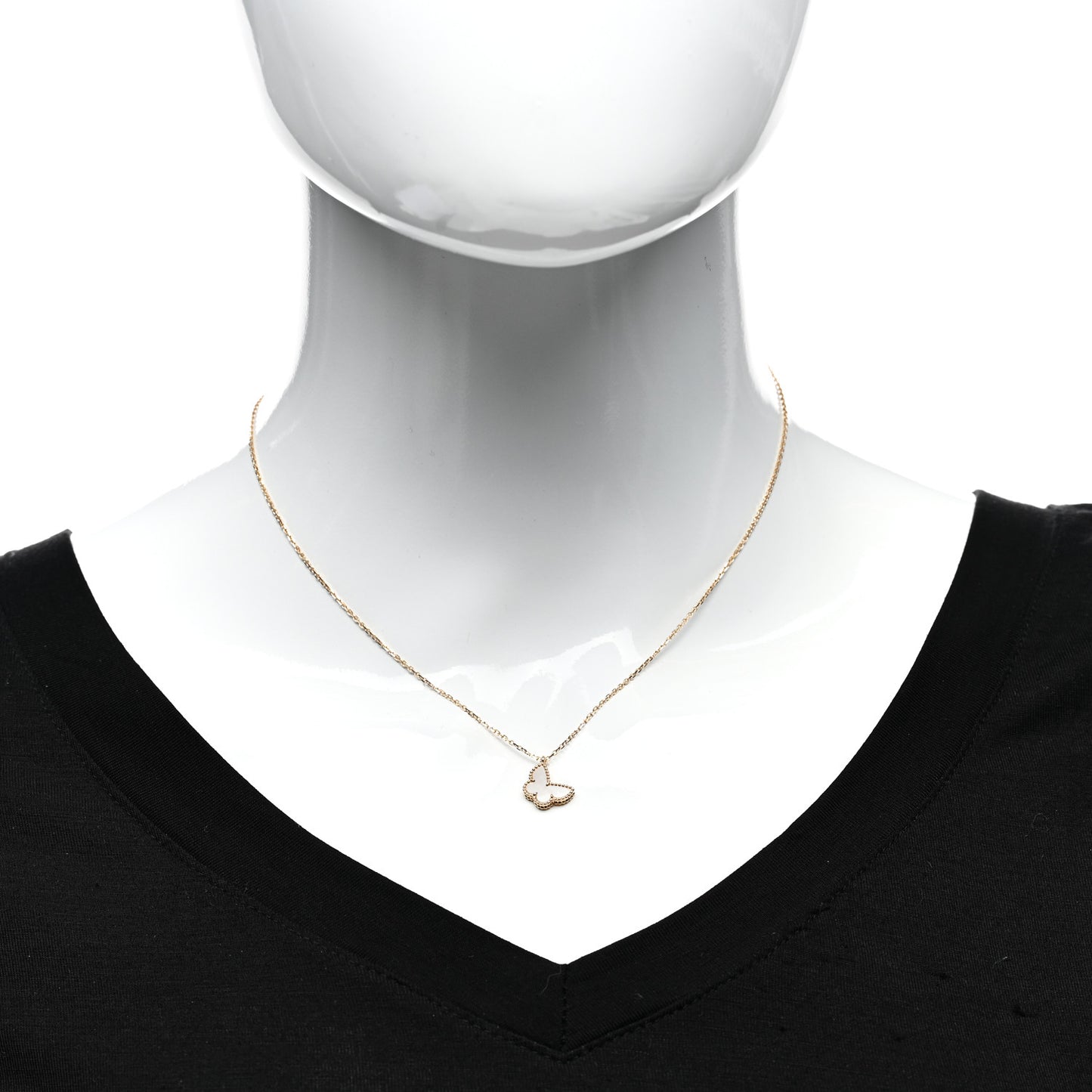 18K Yellow Gold Mother of Pearl Sweet Alhambra Butterfly Pendant Necklace