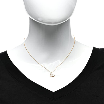 Van Cleef & Arpels 18K Yellow Gold Mother of Pearl Sweet Alhambra Butterfly Pendant Necklace 2 of 6