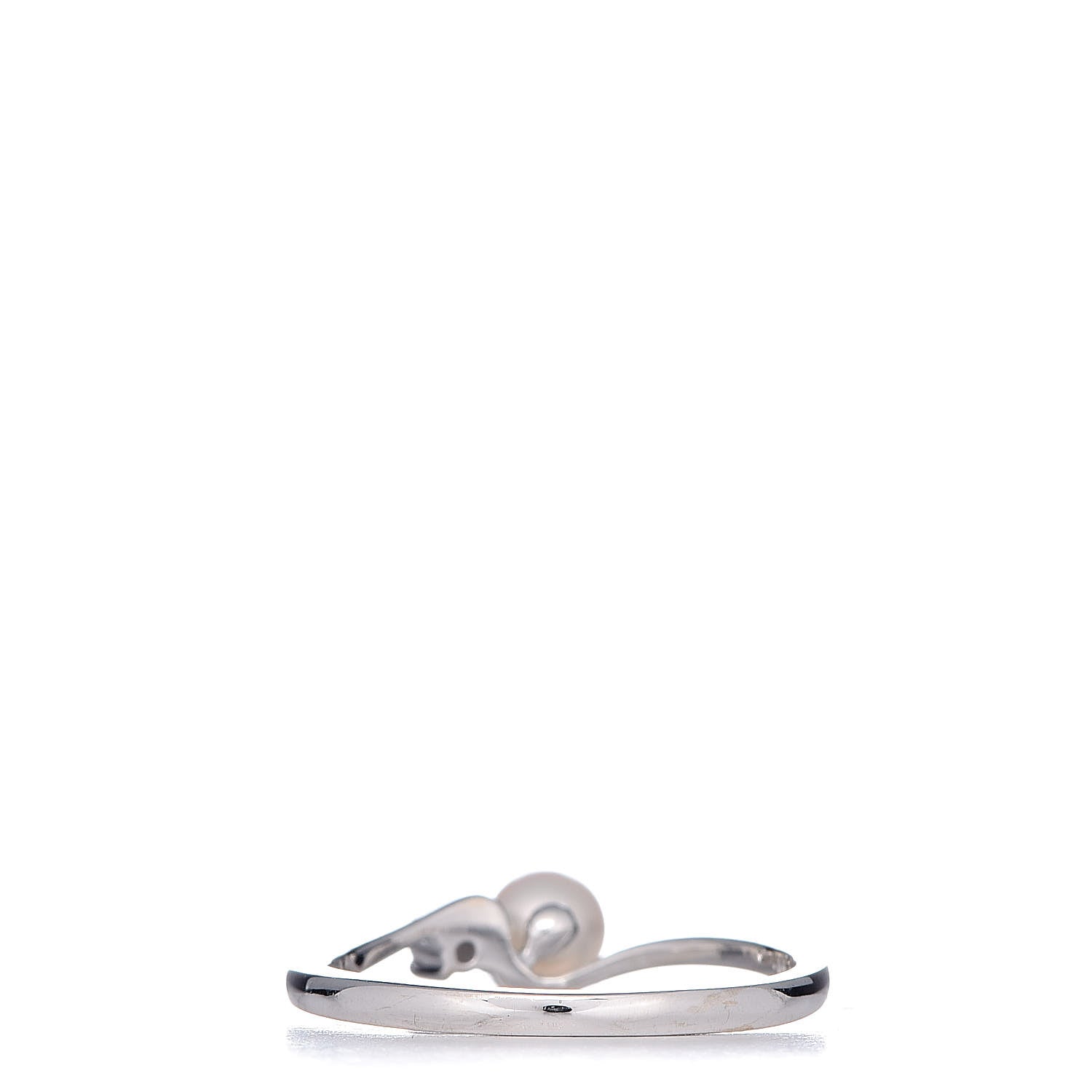 Mikimoto 18K White Gold Diamond Akoya Pearl 4.5mm Band Ring 50 5.5 4 of 6