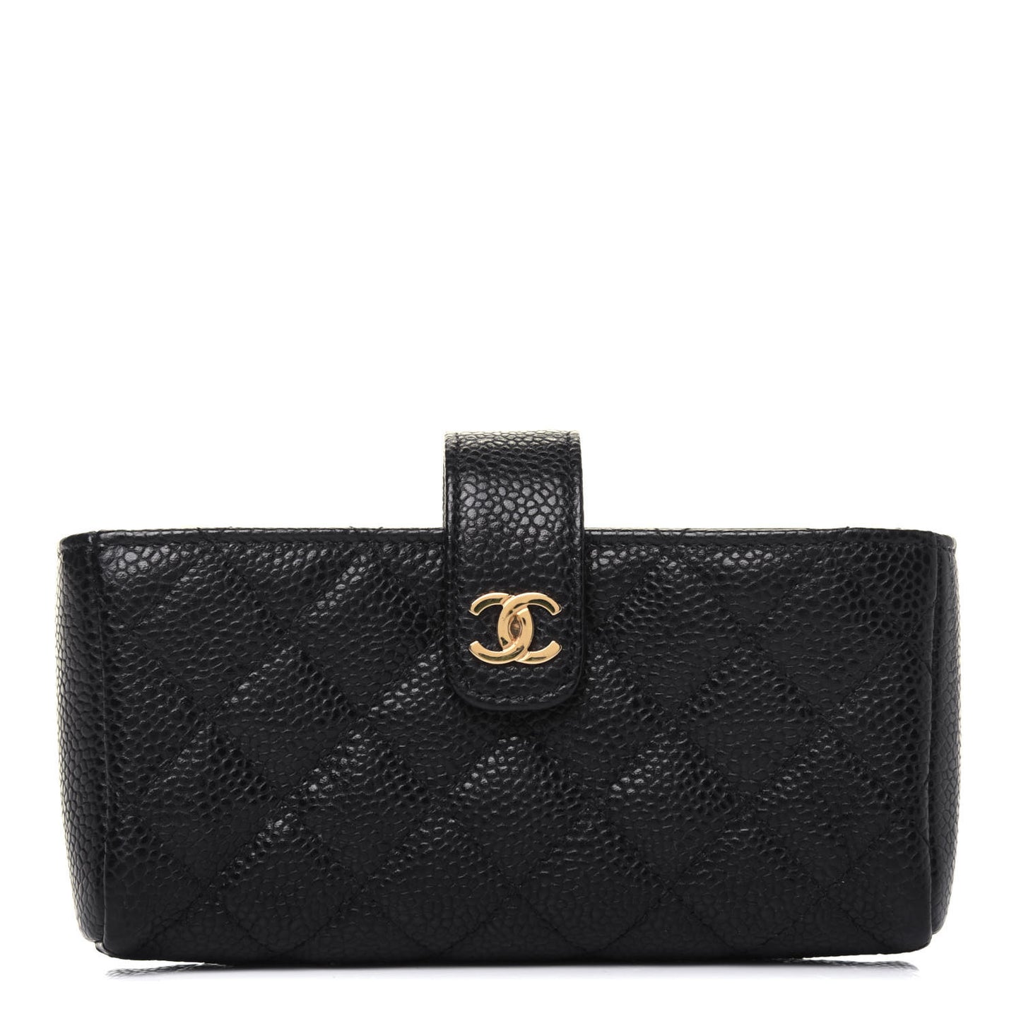 Caviar Quilted Mini Phone Holder Clutch Black