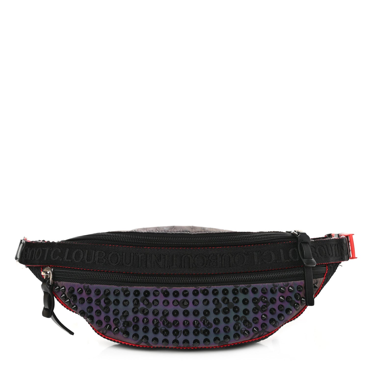 Christian Louboutin Calfskin Spiked Paris NYC Belt Bag Black Black 1 of 11