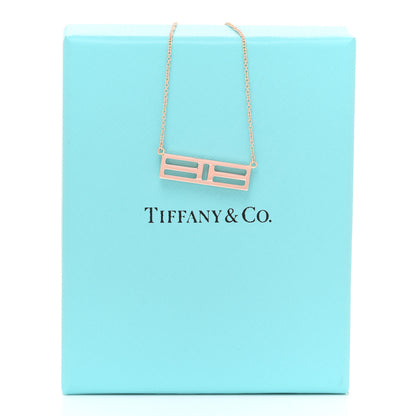 Tiffany 18K Rose Gold T Open Horizontal Bar Pendant Necklace 6 of 6
