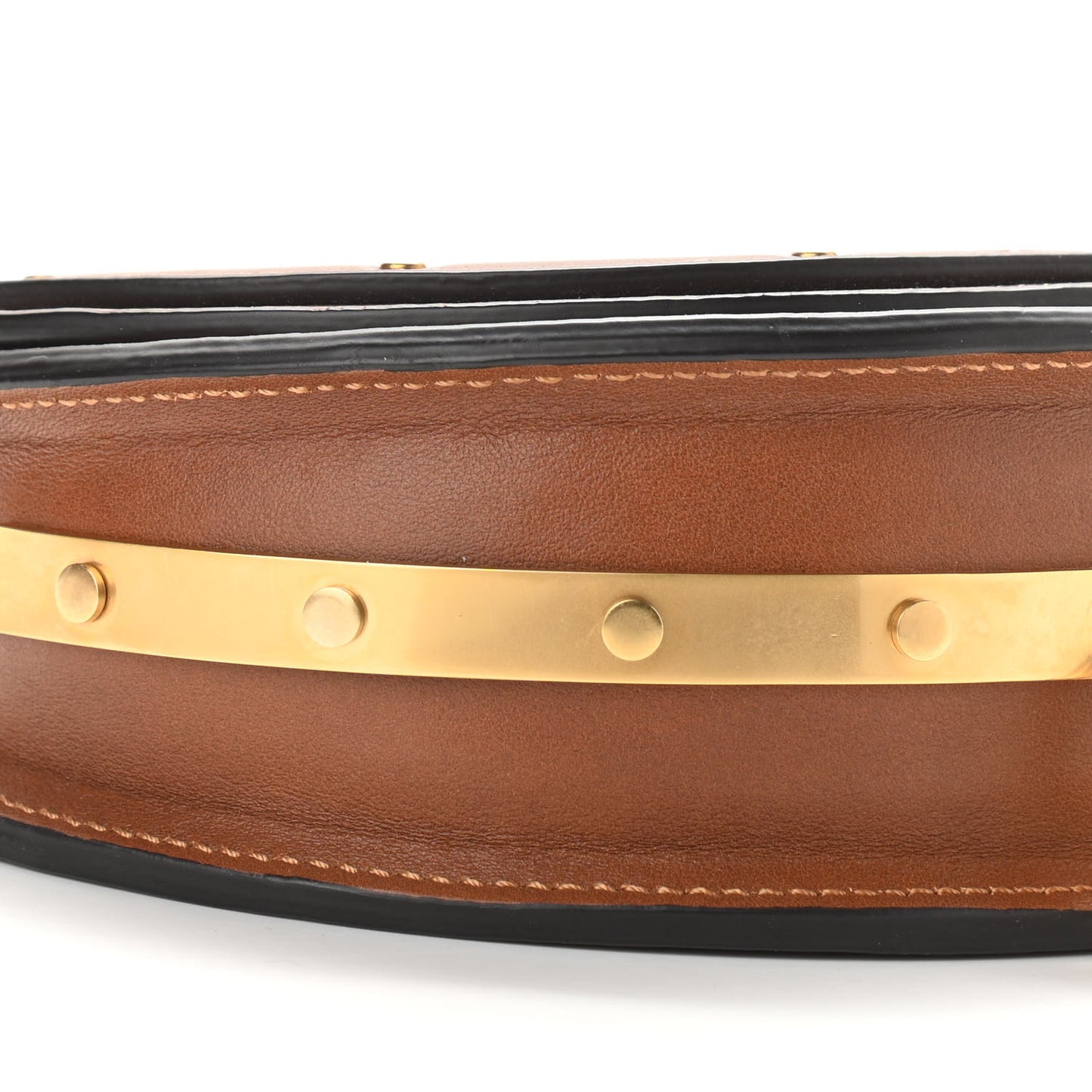 Calfskin Small Nile Bracelet Minaudiere Bag Caramel