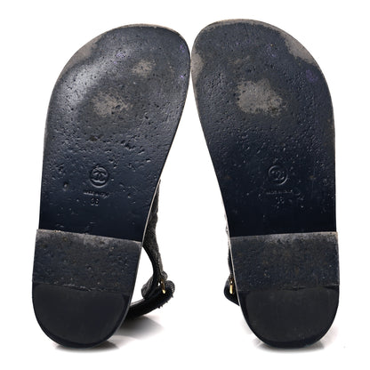 Chanel Velvet Velcro Dad Sandals 36 Grey 7 of 12