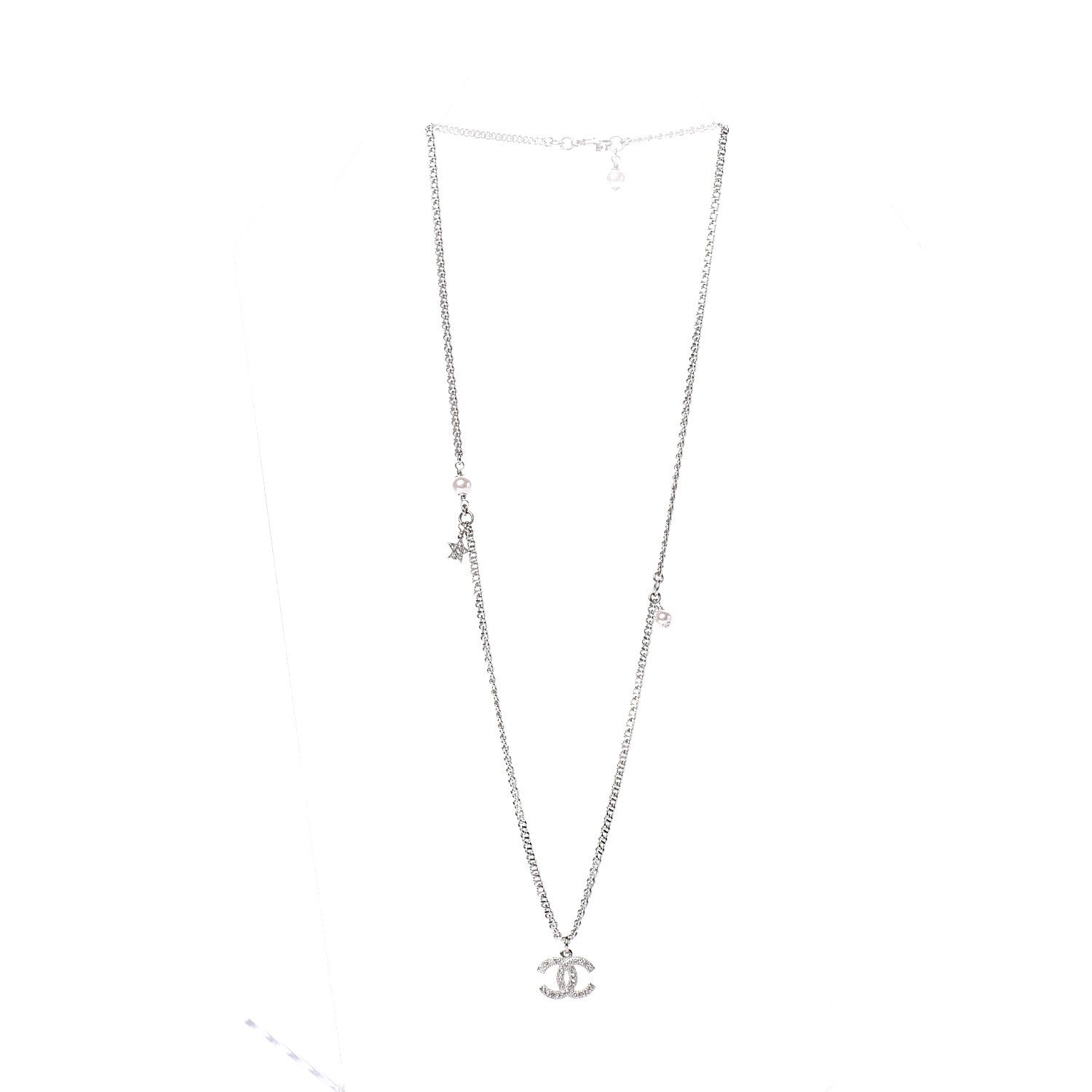 Chanel Crystal Pearl Star CC Necklace Pearly White 2 of 5