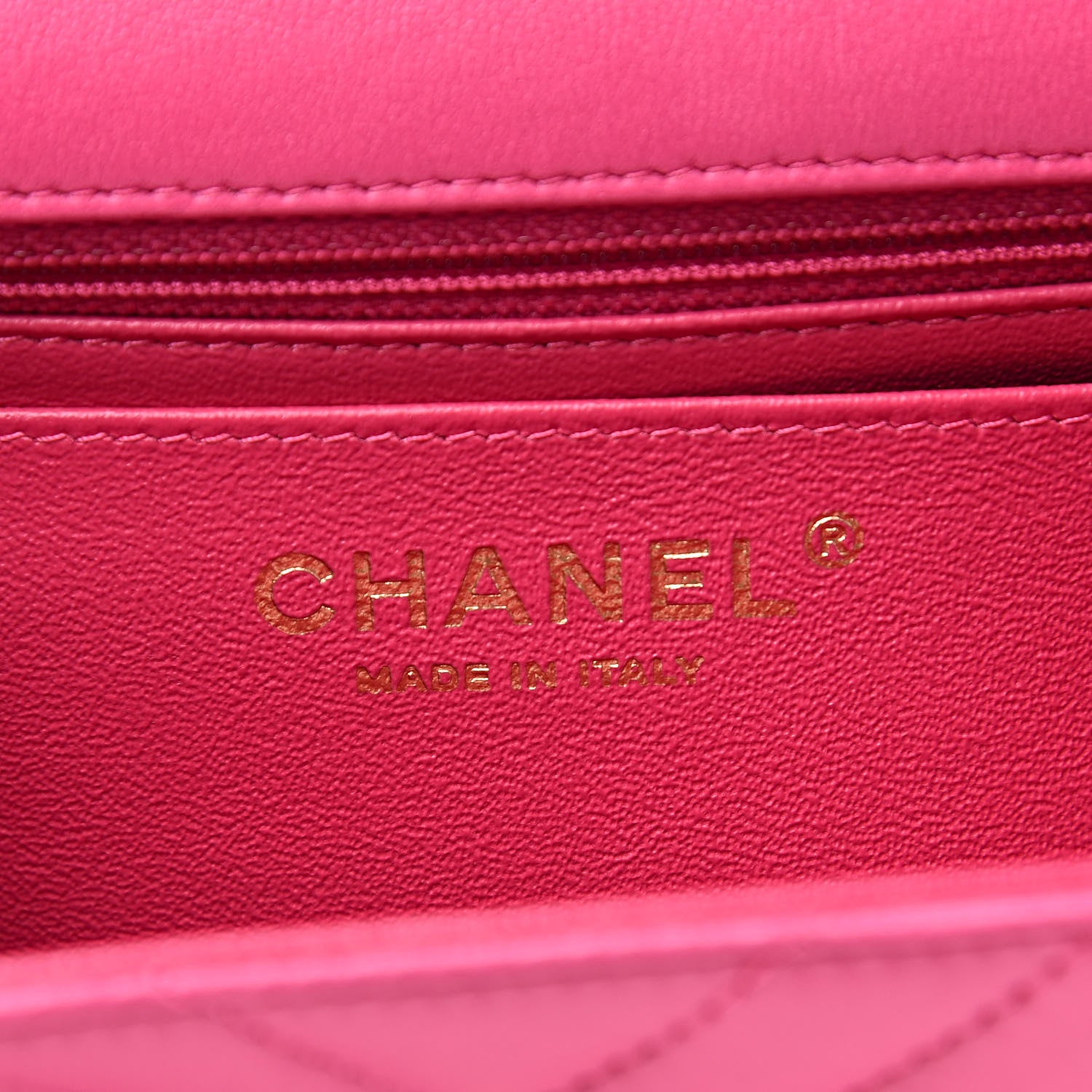 Chanel Lambskin Chevron Quilted Mini Square Flap Fuchsia 6 of 11