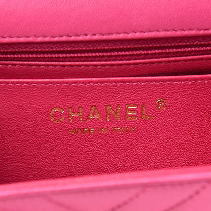 Chanel Lambskin Chevron Quilted Mini Square Flap Fuchsia 6 of 11