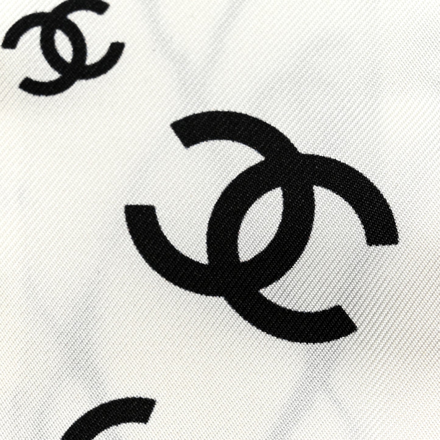 Silk CC Slim Bandeau Scarf White Black