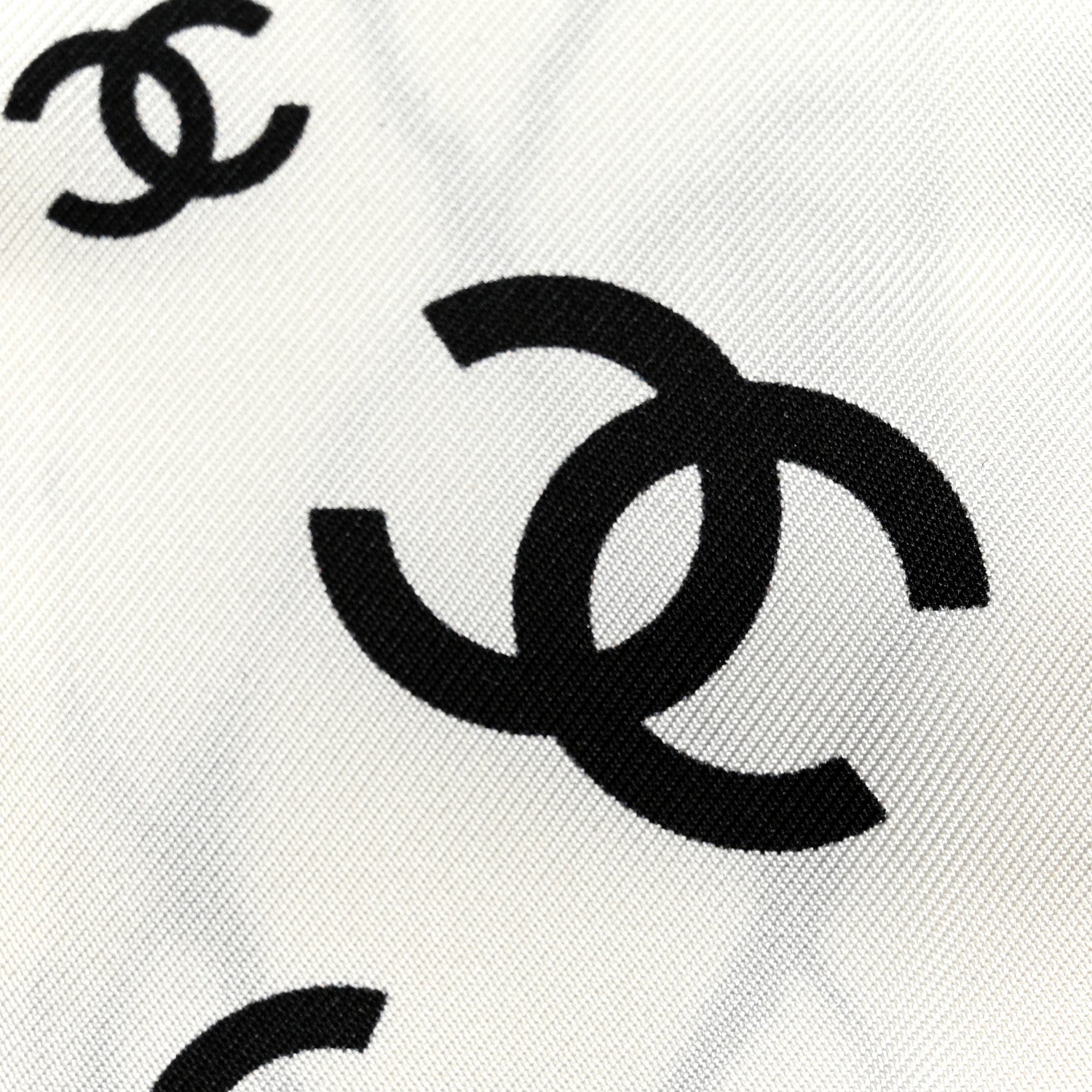Chanel Silk CC Slim Bandeau Scarf White Black 2 of 3