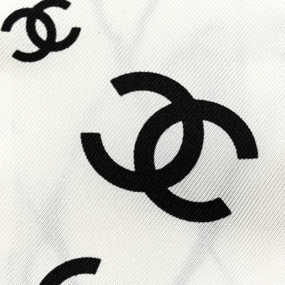 Chanel Silk CC Slim Bandeau Scarf White Black 2 of 3