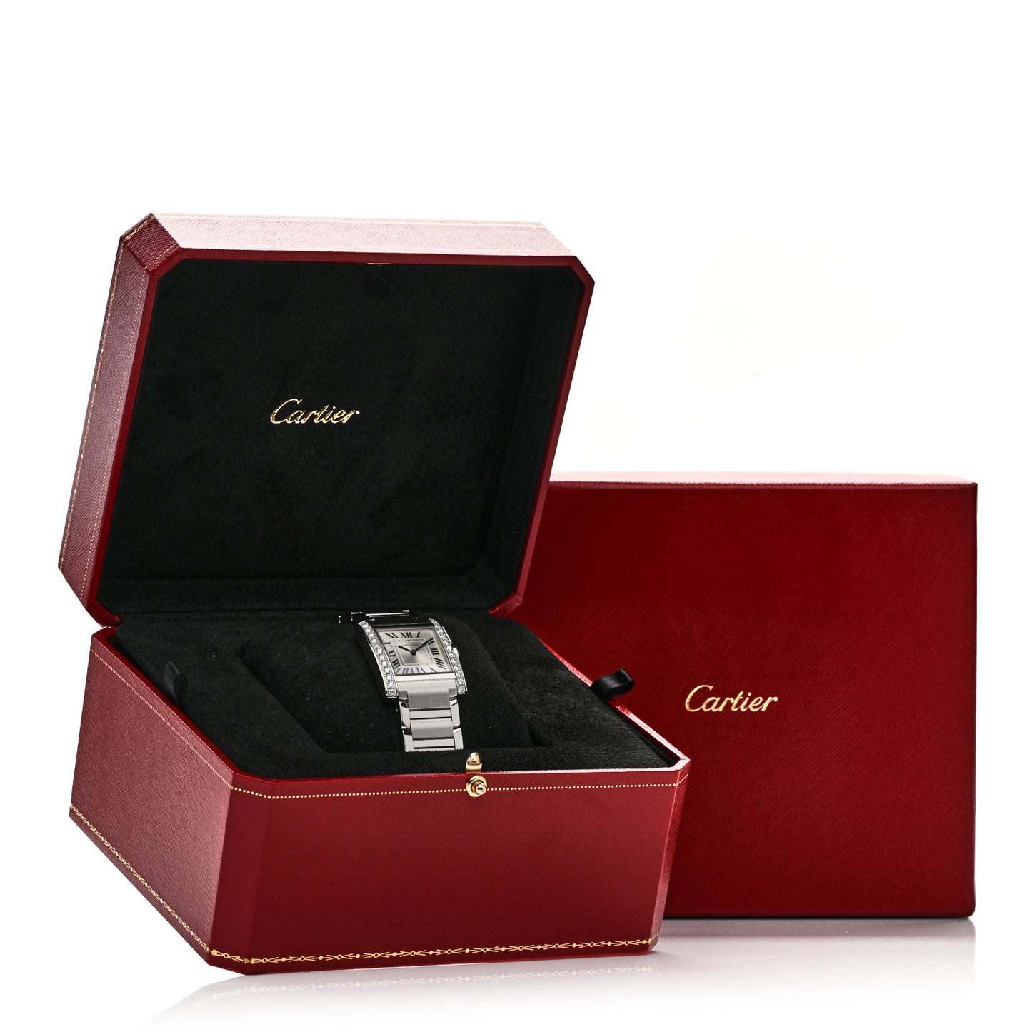 Stainless Steel Diamond Bezel 27mm Tank Francaise Quartz Watch