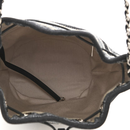 Chanel Striped Canvas Deauville Drawstring Bag Grey Black 5 of 10