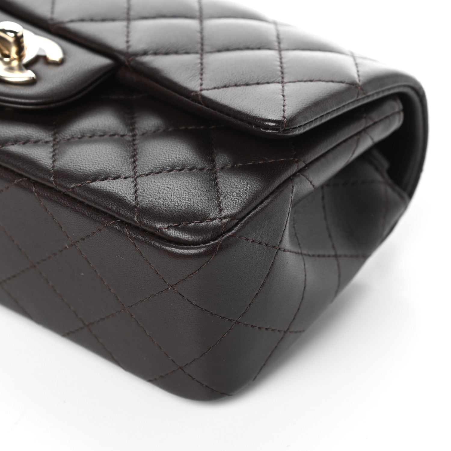 Chanel Lambskin Quilted Mini Rectangular Flap Dark Brown 11 of 11