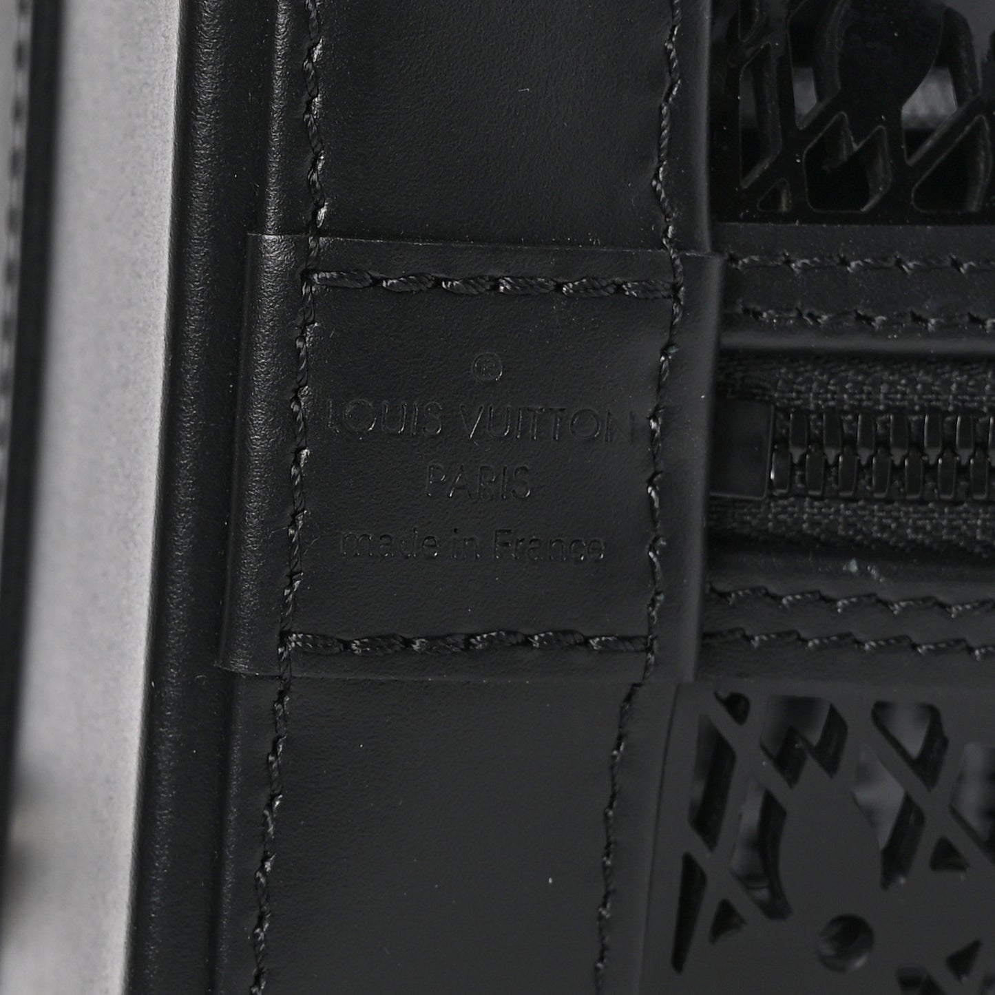 Patent Calfskin Laced Monogram Alma PM Black