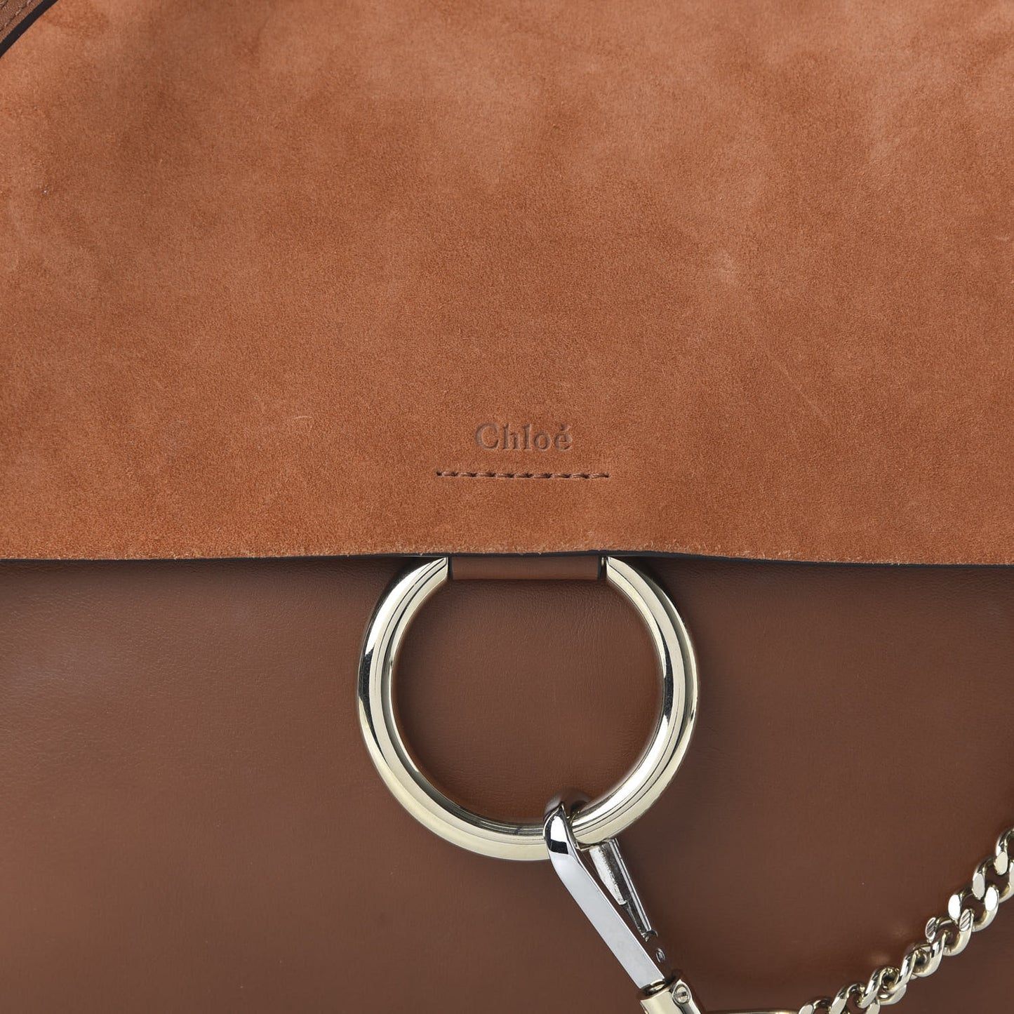 Suede Calfskin Medium Faye Shoulder Bag Tobacco