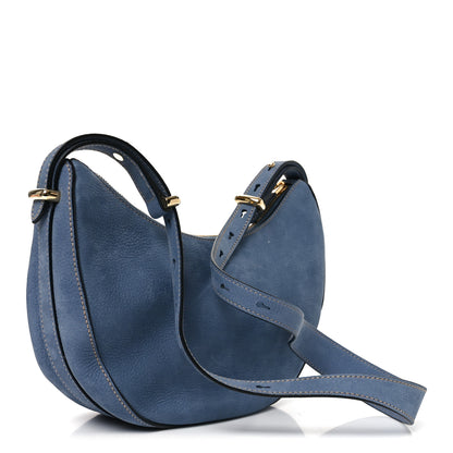Prada Nubuck Small Arque Shoulder Bag Aviation Blue 3 of 9