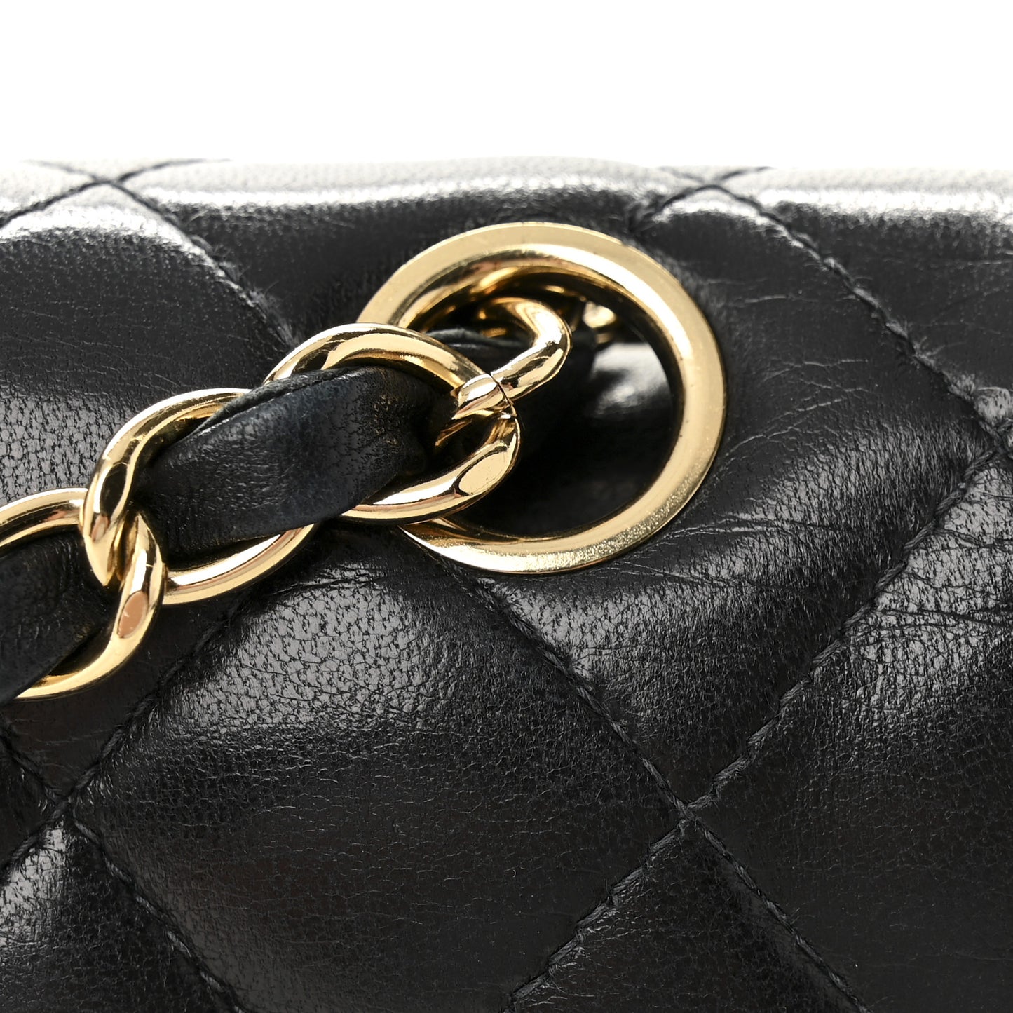 Lambskin Quilted Medium Double Flap Black