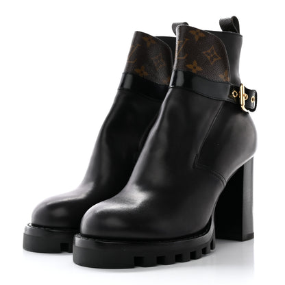 Louis Vuitton Calfskin Monogram Star Trail Ankle Boots 39 Black 3 of 16