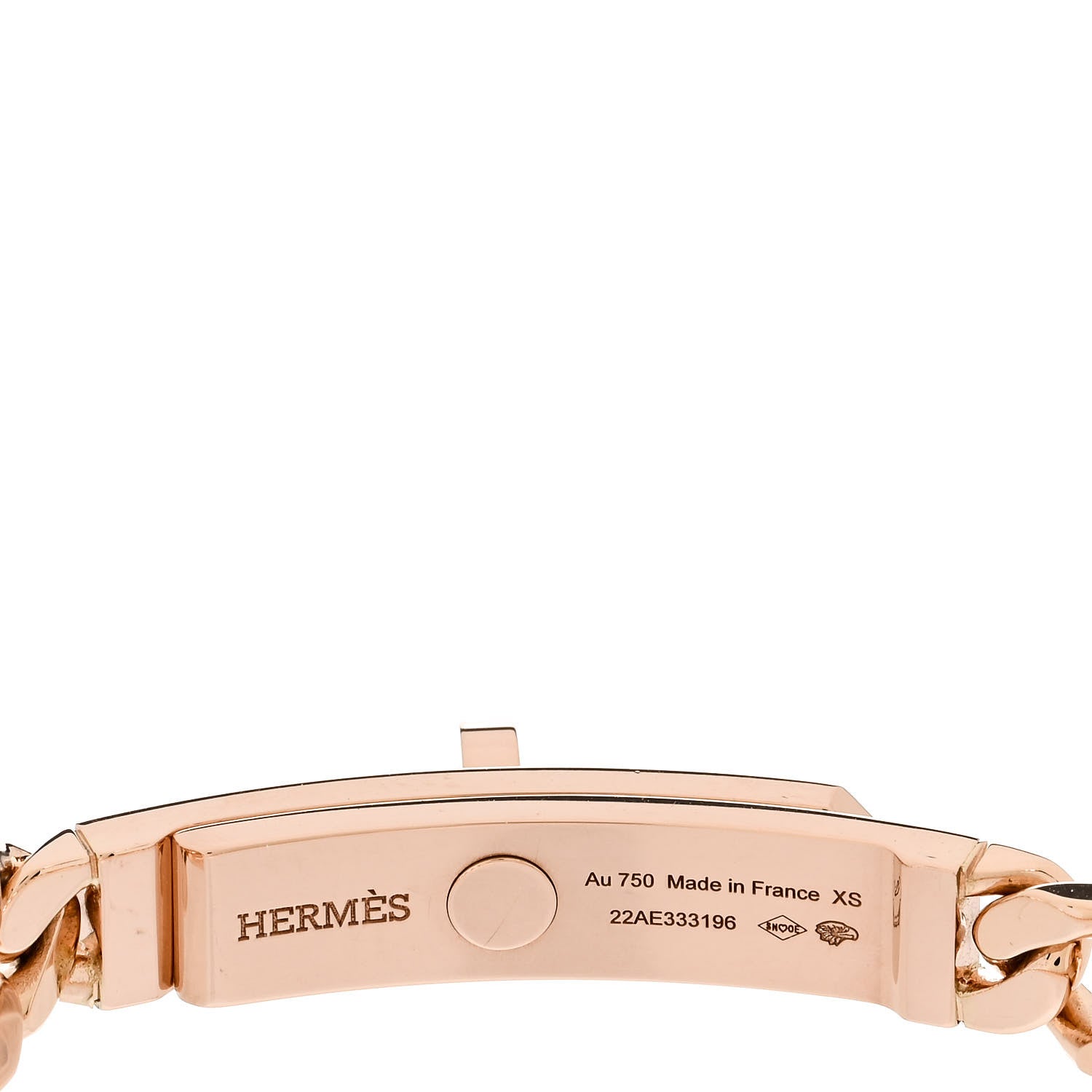 Hermes 18K Rose Gold Diamond PM Kelly Chaine Bracelet XS 3 of 4