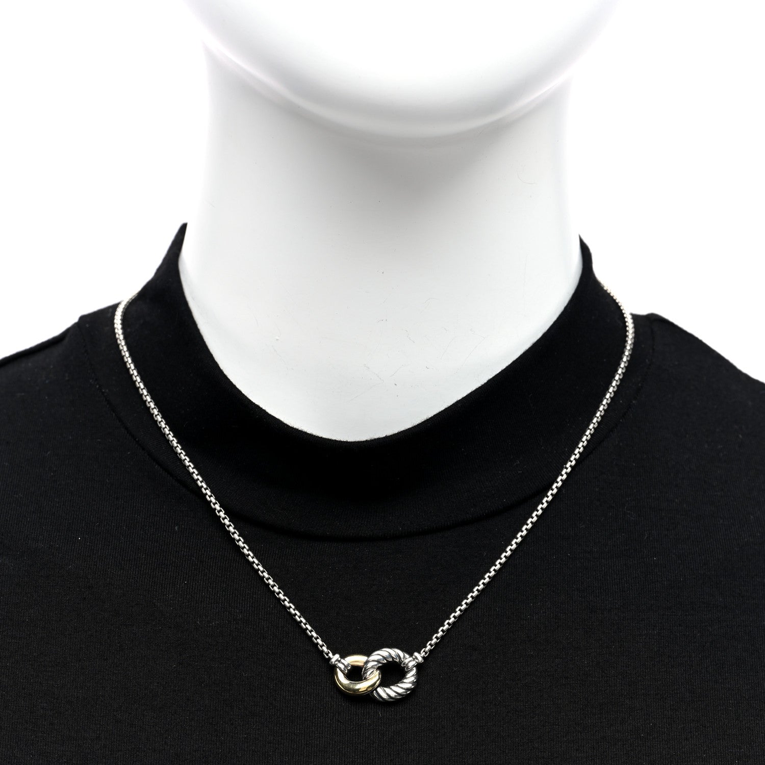 David Yurman Sterling Silver 18K Yellow Gold Belmont Pendant Necklace 2 of 4